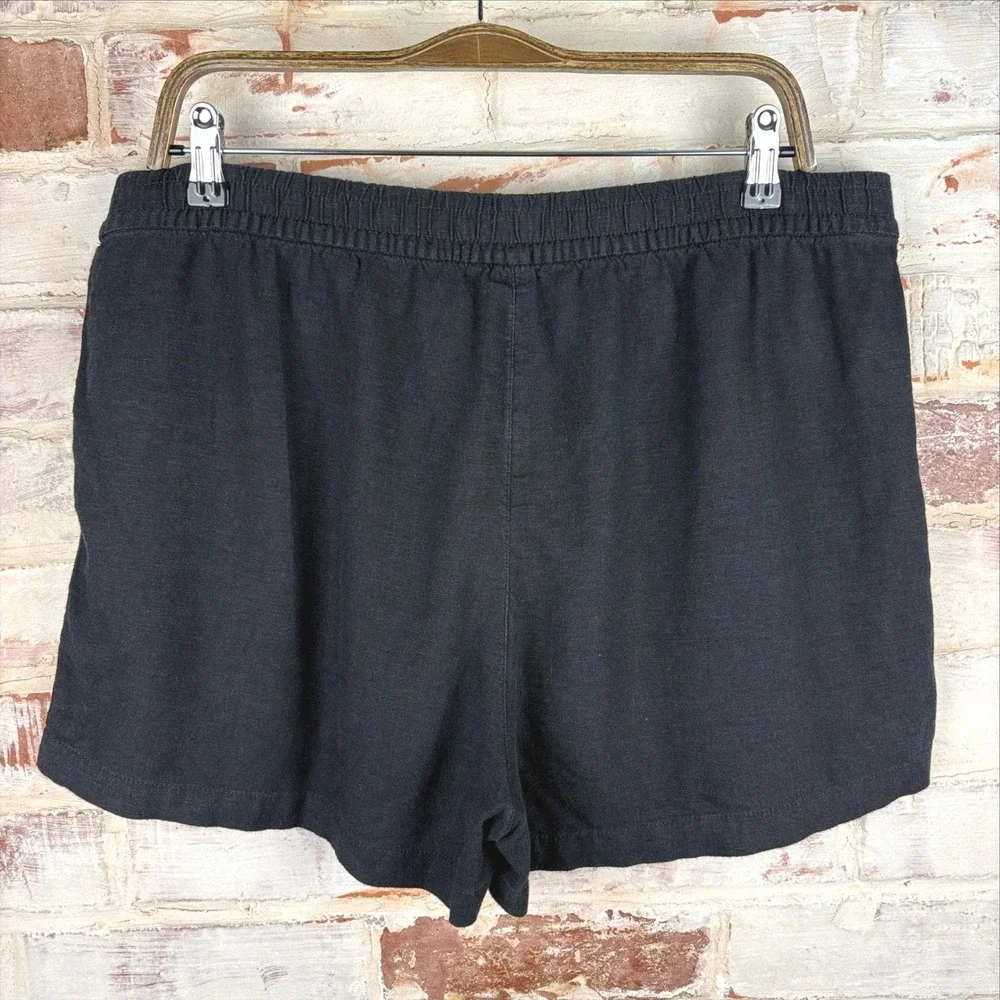 J.Crew Linen Drawstring Waist Shorts Faded Black Size L Coastal Boho Resort Chic